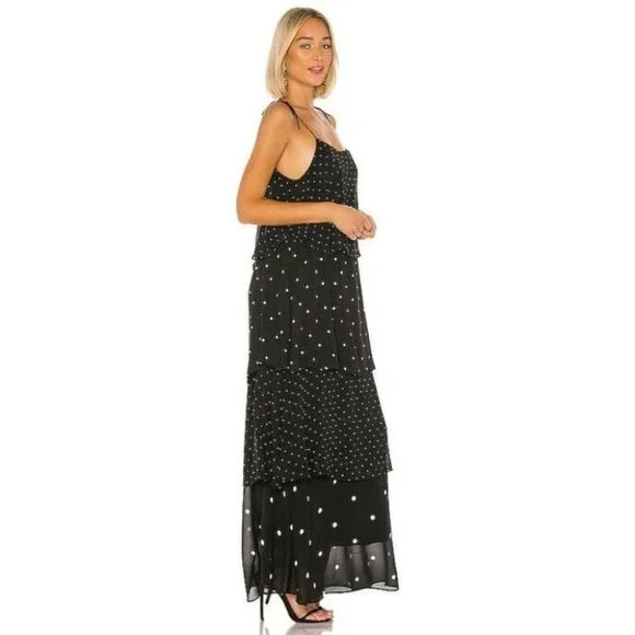 ANINE BING BNWT Daisy tiered polka-dot chiffon maxi dress Women's Size XS - Picture 4 of 9